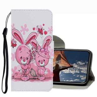 For iPhone 13 Pro Coloured Drawing Pattern Leather Phone Case (Cute Rabbit)