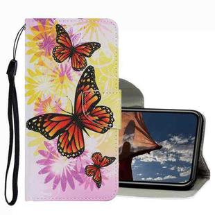 For iPhone 13 Pro Coloured Drawing Pattern Leather Phone Case (Chrysanthemum Butterfly)