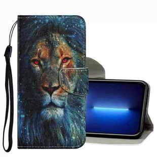 For iPhone 13 Pro Max Coloured Drawing Pattern Leather Phone Case (Lion)