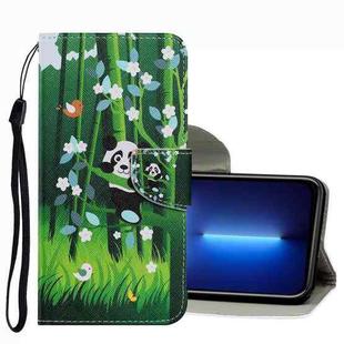 For iPhone 13 Pro Max Coloured Drawing Pattern Leather Phone Case (Panda)