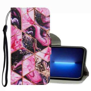 For iPhone 13 Pro Max Coloured Drawing Pattern Leather Phone Case (Purple Marble)