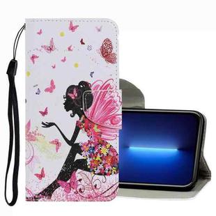 For iPhone 13 Pro Max Coloured Drawing Pattern Leather Phone Case (Dancing Girl)