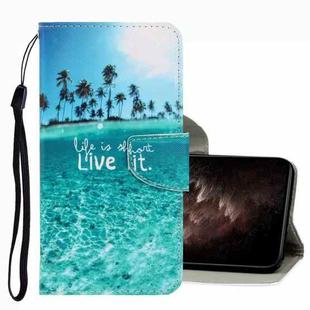 For OPPO A16 3D Colored Drawing Leather Phone Case(Coconut Tree)