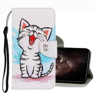 For vivo Y21 3D Colored Drawing Leather Phone Case(Red Mouth Cat)