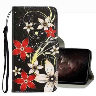 For vivo Y21 3D Colored Drawing Leather Phone Case(Red Flower)
