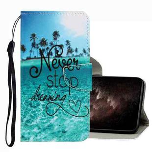 For vivo Y21 3D Colored Drawing Leather Phone Case(Blue Coconut Grove)