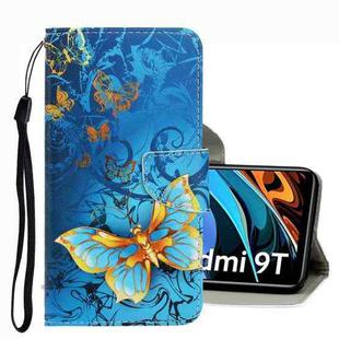 For Xiaomi Redmi 9T 3D Colored Drawing Leather Phone Case(Jade Butterfly)