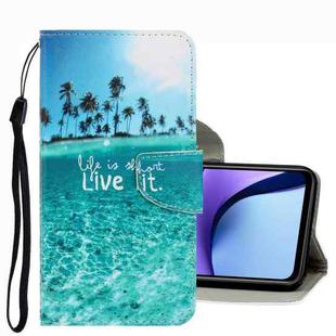 For Xiaomi Redmi Note 9T 3D Colored Drawing Leather Phone Case(Coconut Tree)