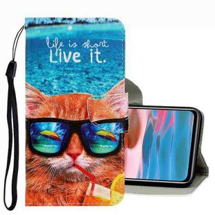 For Xiaomi Redmi Note 10 4G 3D Colored Drawing Leather Phone Case(Underwater Cat)