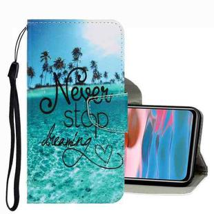 For Xiaomi Redmi Note 10 4G 3D Colored Drawing Leather Phone Case(Blue Coconut Grove)