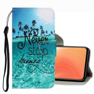 For Xiaomi Mi 10T / 10T Pro 3D Colored Drawing Leather Phone Case(Blue Coconut Grove)