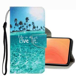 For Xiaomi Mi 10T / 10T Pro 3D Colored Drawing Leather Phone Case(Coconut Tree)