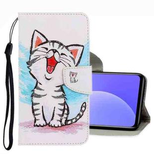 For Xiaomi Mi 10T Lite 3D Colored Drawing Leather Phone Case(Red Mouth Cat)