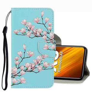 For Xiaomi Poco X3 NFC 3D Colored Drawing Leather Phone Case(Magnolia)