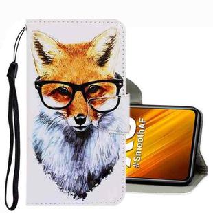 For Xiaomi Poco X3 NFC 3D Colored Drawing Leather Phone Case(Fox)