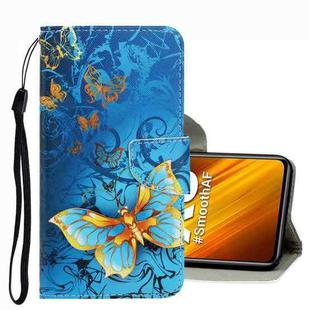 For Xiaomi Poco X3 NFC 3D Colored Drawing Leather Phone Case(Jade Butterfly)