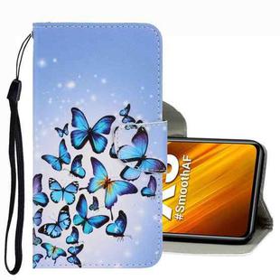 For Xiaomi Poco X3 NFC 3D Colored Drawing Leather Phone Case(Multiple Butterflies)