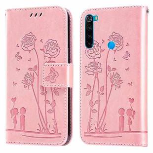 For Xiaomi Redmi Note 8 2021 Embossing Rose Couple Leather Phone Case(Pink)