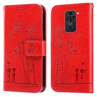 For Xiaomi Redmi Note 9 / 10X 4G Embossing Rose Couple Leather Phone Case(Red)