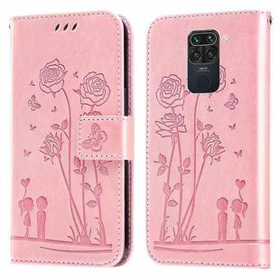 For Xiaomi Redmi Note 9 / 10X 4G Embossing Rose Couple Leather Phone Case(Pink)