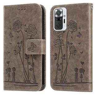 For Xiaomi Redmi Note 9 Pro/9 Pro Max Embossing Rose Couple Leather Phone Case(Grey)