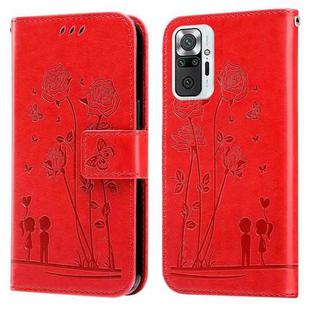 For Xiaomi Redmi Note 10 Pro/10 Pro Max Embossing Rose Couple Leather Phone Case(Red)