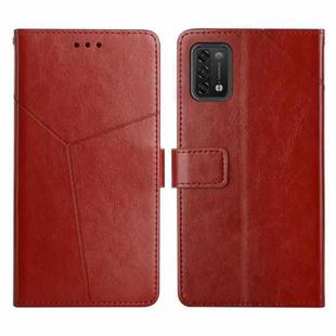 For UMIDIGI Power 5 Y Stitching Horizontal Flip Leather Phone Case(Brown)