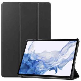 For Samsung Galaxy Tab S8 Three-folding Holder Custer Texture Leather Tablet Case(Black)