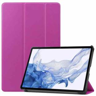 For Samsung Galaxy Tab S8 Three-folding Holder Custer Texture Leather Tablet Case(Purple)