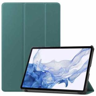 For Samsung Galaxy Tab S8 Three-folding Holder Custer Texture Leather Tablet Case(Green)