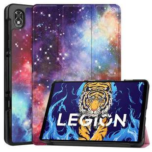 For Lenovo Legion Y700 Custer Painted TPU Smart Tablet Leather Case(Galaxy Nebula)