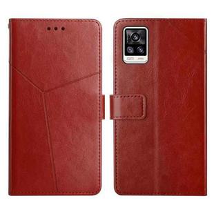 For vivo S7 / V20 Pro Y Stitching Horizontal Flip Leather Phone Case(Brown)