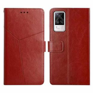 For vivo S9e Y Stitching Horizontal Flip Leather Phone Case(Brown)
