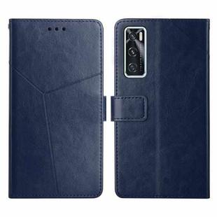 For vivo V20 SE / Y70 Y Stitching Horizontal Flip Leather Phone Case(Blue)