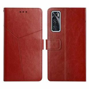 For vivo V20 SE / Y70 Y Stitching Horizontal Flip Leather Phone Case(Brown)