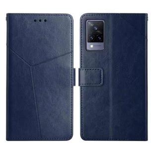 For vivo V21 5G Y Stitching Horizontal Flip Leather Phone Case(Blue)