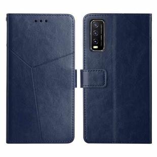 For vivo Y20 2020 Y Stitching Horizontal Flip Leather Phone Case(Blue)