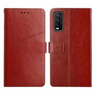 For vivo Y20 2020 Y Stitching Horizontal Flip Leather Phone Case(Brown)