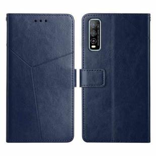 For vivo Y70s Y Stitching Horizontal Flip Leather Phone Case(Blue)