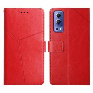 For vivo Y72 5G Y Stitching Horizontal Flip Leather Phone Case(Red)