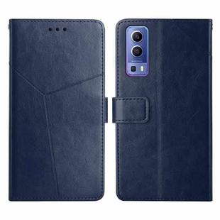 For vivo Y72 5G Y Stitching Horizontal Flip Leather Phone Case(Blue)