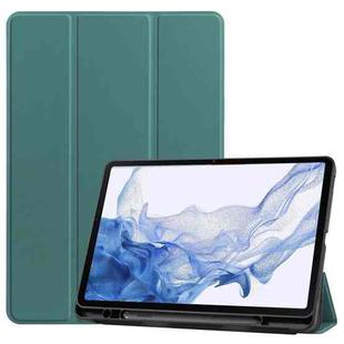 For Samsung Galaxy Tab S8 Three-folding Holder TPU Smart Leather Tablet Case(Green)