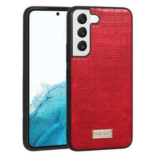For Samsung Galaxy S22 5G SULADA Shockproof TPU + Handmade Leather Phone Case(Red)
