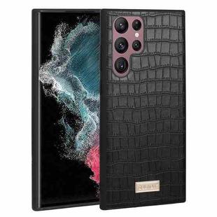For Samsung Galaxy S22 Ultra 5G SULADA Shockproof TPU + Handmade Leather Phone Case(Black)