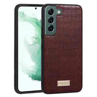 For Samsung Galaxy S22+ 5G SULADA Shockproof TPU + Handmade Leather Phone Case(Brown)