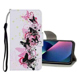 For iPhone 13 mini Colored Drawing Pattern Flip Leather Case (Four Butterflies)
