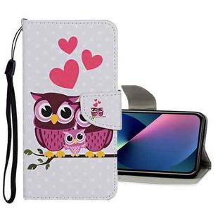 For iPhone 13 mini Colored Drawing Pattern Flip Leather Case (Owl Family)