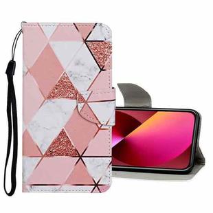 For iPhone 13 Colored Drawing Pattern Flip Leather Case(Marble)