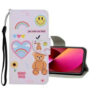 For iPhone 13 Colored Drawing Pattern Flip Leather Case(Smiley Bear)