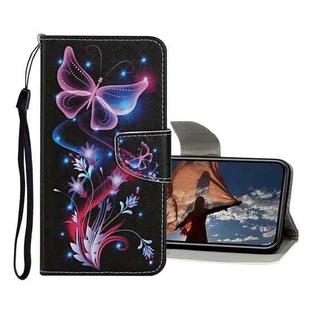 For iPhone 13 Pro Colored Drawing Pattern Flip Leather Case (Fluorescent Butterfly)